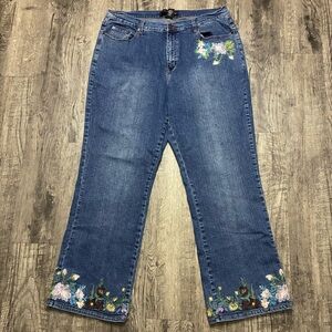Venezia Blue Jeans with Floral Embroidery